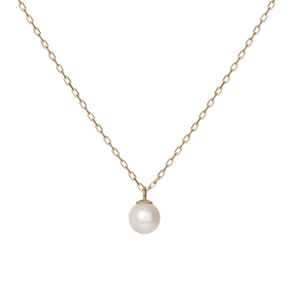 Trendy 18K Real Gold Necklace with Natural Freshwater Pearl Charm Bead Pendant - Solid 18K Yellow Gold Jewelry